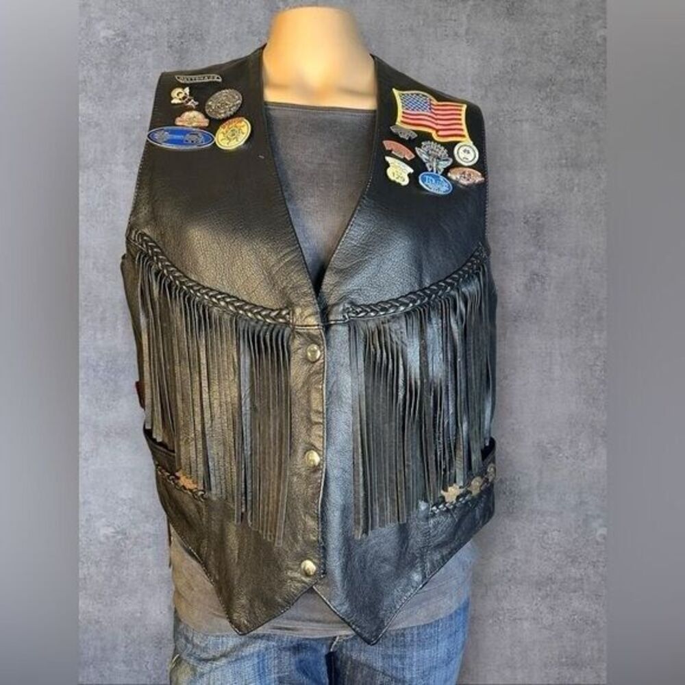 Hot Leathers Motorcycle Vest with Fringe XXL